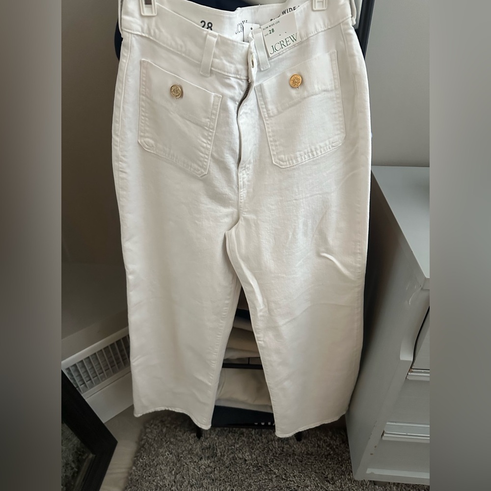 J.Crew Slim Wide Leg White Demin Jeans
